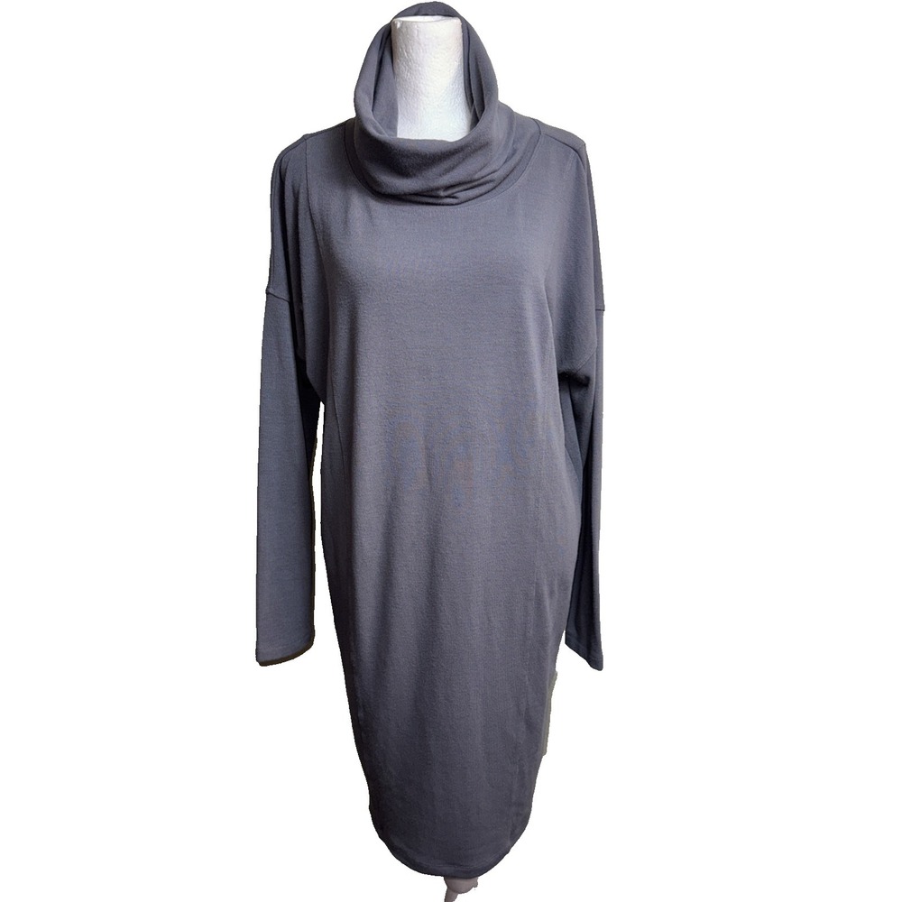 CAbi 127 Solace Cowl Neck Dress S Gray Soft Knit Cozy Loungewear Long Sleeve